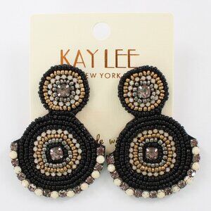 KAYLEE Seed Beaded Beautiful Black Jeweled Boho Post Earrings Made ❤️ in India